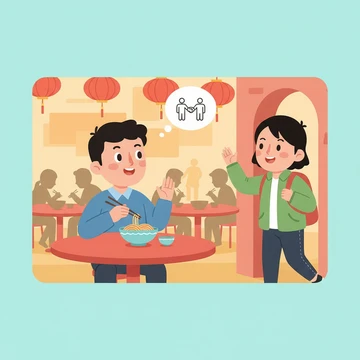 在饭店看见同学